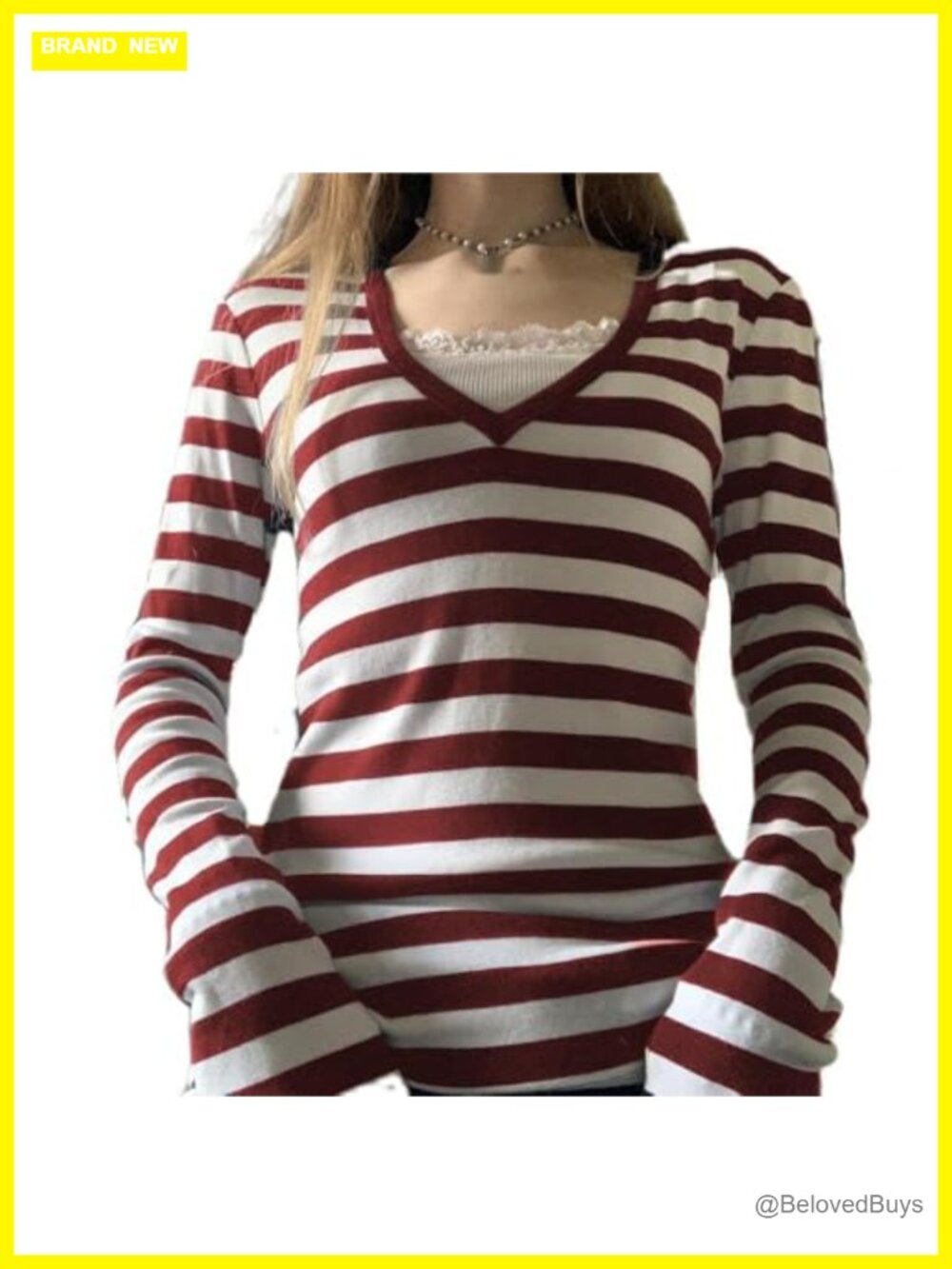 Striped Long Sleeve Crop Top Gothic Grunge Slim Fit Tee